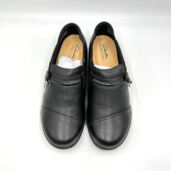 6.5W 6.5 WIDE WIDTH Clarks Cheyn Madi Black Leather Comfort Loafers Shoes New - Picture 3 of 12